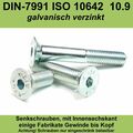 M6 DIN 7991 Senkschrauben verzinkte 10.9 Innensechskant Senkkopf ISO 10642 Stahl
