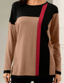 ALBA MODA Damen Pullover langam Rot-Anthrazit-Camel Größe 34 36 40 NEU A18