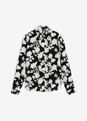 Neu Bluse mit tollem Blumenmuster Gr. 40 Schwarz/Wollweiß Damen Viskose-Tunika