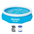 Aufstellpool robuster Swimmingpool mit Filterpumpe Garten rund Blau Ø305x76cm