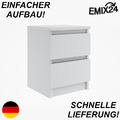 Nachttisch mit 2 Schubladen Kommode Sideboard Nachtschrank Anrichte holz Weiß