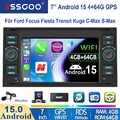 DAB+ Android 15 Autoradio Apple Carplay Für Ford Focus Transit Fiesta GPS BT KAM