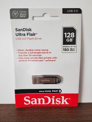 SanDisk Ultra Flair 128GB USB 3.0 USB Stick - Silber/Schwarz.