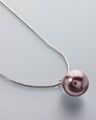 Schmuck Anhänger Kette Silber 925 rhodiniert MK-Perle 14mm aubergine Ä602