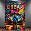 LEINWAND BILD ER XXL ABSTRAKT AUTO 911 BANKSY GRAFFITI MOTIVATION WAND POSTER