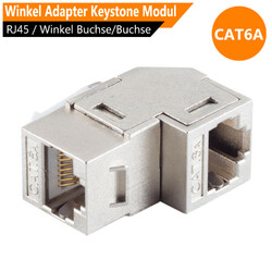 Winkel CAT6A Jack Keystone Modul gewinkelt 2x RJ45 Buchse Netzwerk Verbinder STP