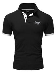 Herren Poloshirt Basic Kontrast Stickerei Kragen Kurzarm Polohemd T-Shirt R-0056