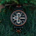 Holz Edelstahl Herren Armbanduhr Männeruhr Herrenuhr Chronograph Holzuhr