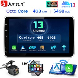 DAB+ Android 14 Carplay Autoradio GPS Navi 1 DIN 360° Drehbar Bildschirm+KAM 64G