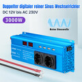 1500W 3000W Reiner Sinus Spannungswandler 12V auf 230V Wechselrichter 4USB 2AC