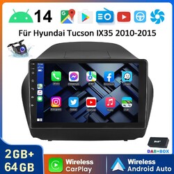 DAB+ Für Hyundai ix35 10-15 Tucson Android14 Autoradio 10" Carplay 64G BT Kamera