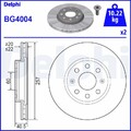 2x DELPHI Bremsscheibe BG4004 passend für FIAT OPEL