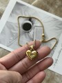 Goldener Herz Anhänger Halskette mit Blitz Gravur & Strass