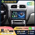 DAB+ 4+64GB Android 15 Für VW Polo 6R 6C 2009-2017 GPS Navi Autoradio Carplay BT