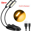 2 x Leselampe LED Klemmleuchte Dimmbar Bettlampe Tischlampe Flexibel Aufladbar