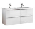 Badezimmer Waschplatz CAPRI 120cm | Doppel Einbau-Waschbecken | weiß-goldeiche