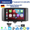 Autoradio 32G Android 12 CarPlay GPS BT Für Mercedes Benz Smart Fortwo DAB+ Kam