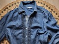 Brax Jeansbluse Bluse Denim Rüschen 46 tragbar 42 44Wie Neu!