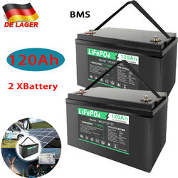 2x12v 120Ah Lithium Batterie Lifepo 4 Akku Für Solaranlage Reservestrom Mit Bms 