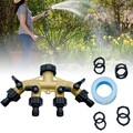 4 Wege 3/4" Ventil Wasserverteiler Messing Gartenschlauch Wasserhahn Verteiler