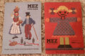 RETRO Set: 2 MEZ Stickkarten PAAR aus der Lüneburger Heide blau & Mädchen rot