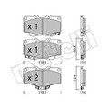 1x ORIGINAL® Metelli 22-0129-0 Bremsbelagsatz, Scheibenbremse Vorne, inkl.