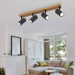 Deckenlampe Spot-Strahler Wohnzimmer Küchen Leuchte Holz-Optik 4 Flammig L 56 cm