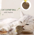 Natural Catnip Mint  Ball  Feather Treat Ball   Scratcher Ball V4P8