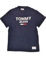 Tommy Hilfiger grafisches Herren-T-Shirt Top Medium marineblau Baumwolle ZQ10