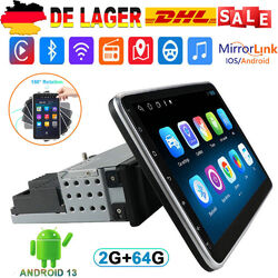 10 Zoll 1 DIN Android 13 Autoradio GPS Navi BT WiFi drehbarer Bildschirm 2+64G