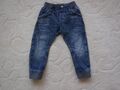 H&M DENIM - Jeans Hose mit Gummizug-Bund - Blau mit Waschung - Gr. 92 - warm