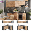 Eckküche Küchenblock Einbauküche Rick Anthrazit Eiche 190 cm modern Küchen Vicco