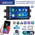 Autoradio Android 14 GPS NAVI SWC CarPlay 6+128G Kamera Für Suzuki SX4 2006-2013