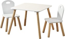 Kesper 17712 | Kindertisch mit 2 Stühlen Maße: 55 x 55 x 45 cm, Farbe: Weiß