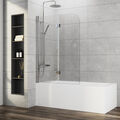 Badewannenaufsatz 2-teilig für Badewanne Duschwand Duschabtrennung 120 Nano Glas