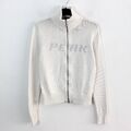 Peak Performance Damen M Pullover Jacke Weiß Logo Reißverschluss Top Baumwolle