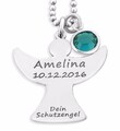 Engelkette mit Gravur & Geburtsstein, Schutzengel Schmuck, 925 Silber