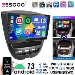 2+32G Android 13 Autoradio GPS Navi BT FM für Citroen C1 Peugeot 107 Toyota Aygo