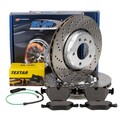 SHW Bremsscheiben + TEXTAR Beläge + Sensor für BMW 3er E46 330i/xi 330d/xd vorne