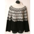 Grober Schwarz Weiß Scandi Style Pullover Gr. 12 Eur 40 Boho Retro Oversized