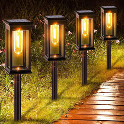 4stk LED Außen Erdspieß Solar Lampen Steck Leuchte GartenLeuchten Wegeleuchte