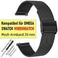 Passend für ✅ OMEGA X SWATCH Uhr, Speedmaster MOONWATCH, 20mm Mesh-Armband black
