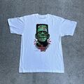 A PERFECT DAY Rock T-Shirt Kurzarm Small Frankenstein Print Logo 17304 Weiß