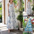 Damenkleid mit floralem Muster und rückenfreiem Bogen ärmellos für Sommerurlaub