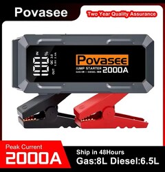 Povasee Auto KFZ Starthilfe 12V Jump Starter 2000A Ladegerät Booster Powerbank