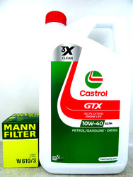 Castrol GTX 10W40 ehemals Ultraclean + Ölfilter MANN W610/3 5Liter 10W-40