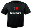 T-Shirt I Love Lauterbach für Damen Herren und Kinder Farben Schwarz Weiss Pink