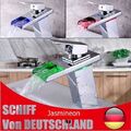 LED Beleuchteter Wasserhahn Bad Armatur Wasserfall Waschtisch Armatur RGB