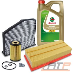 INSPEKTIONSPAKET FILTERSET FÜR AUDI A3 SEAT SKODA VW CC GOLF 5 6 PASSAT 1.6 2.0# INKL. 5L CASTROL 5W-30 LL TITANIUM FST MOTORÖL #