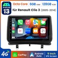 9'' Android 13 Carplay Autoradio GPS Navi WIFI Für Renault Clio 3 2005-2014 DAB+